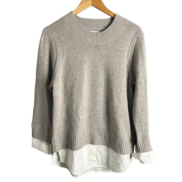 Brochu Walker Eton Layered Crew Looker Sweater Light Chia Melange / White Size L - Picture 5 of 8